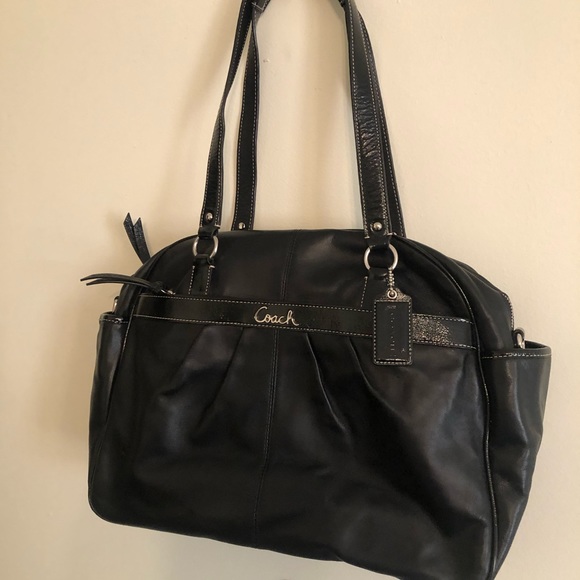 Coach Bags Black Leather Coach Diaper Bag Poshmark